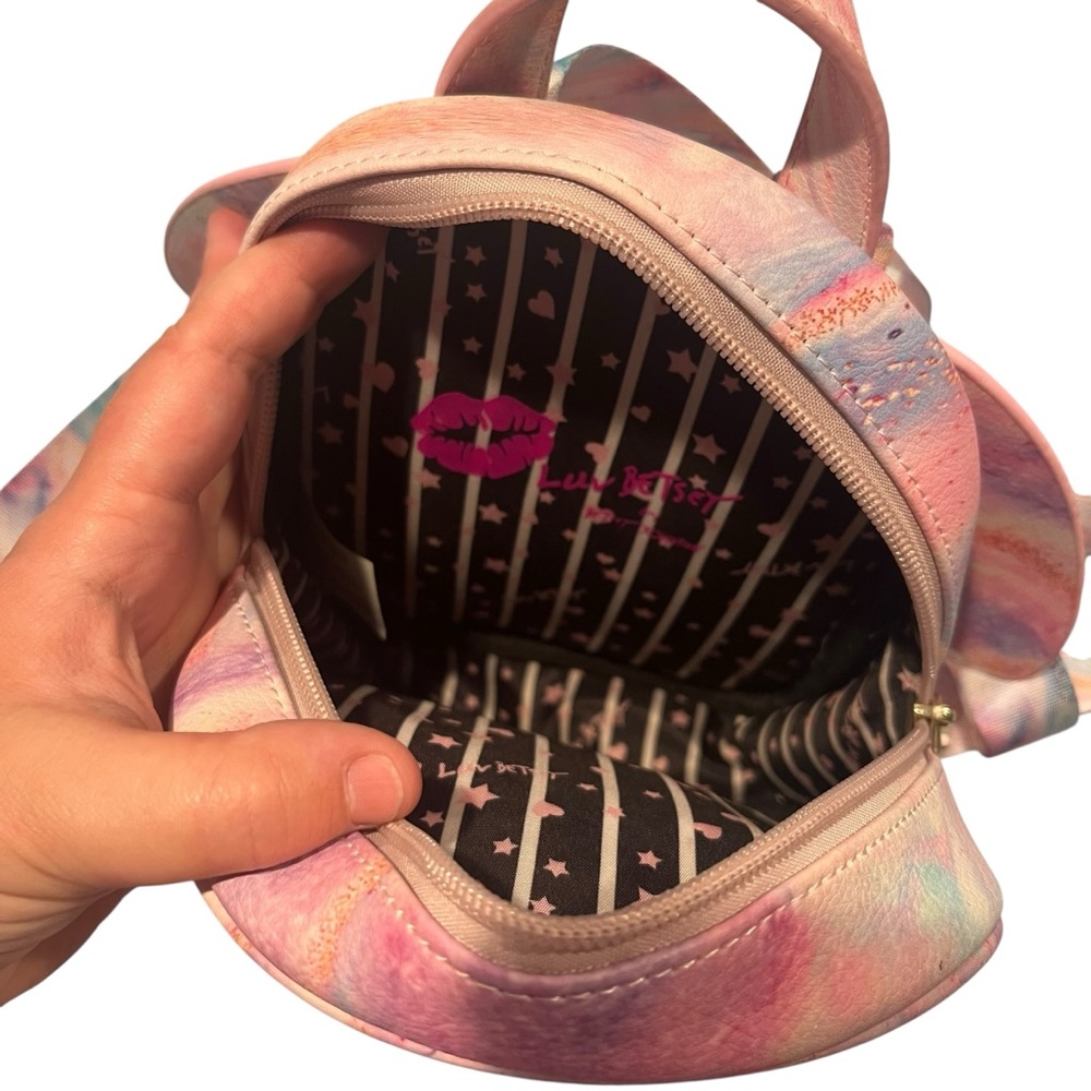 Betsy Johnson Pastel Pink Blue Small Butterfly Wings Backpack‎ Bag Fairy Wings - Picture 5 of 10